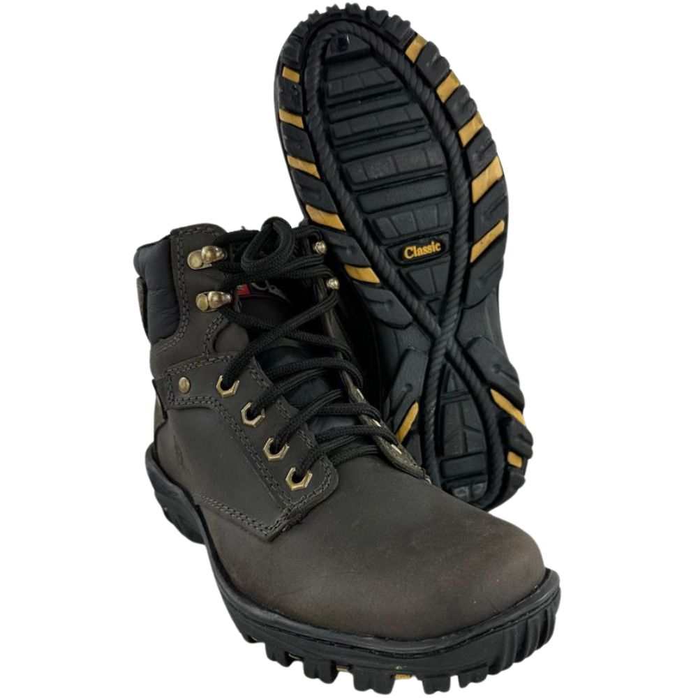 Coturno Masculino Classic Attrack Dublin Marrom Café Solado Preto/Bege - Ref:2909
