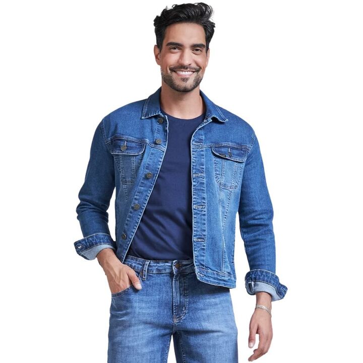 Jaqueta Masculina Lee Jeans Azul Médio Denim Strech New Sandler Ref: 1737L