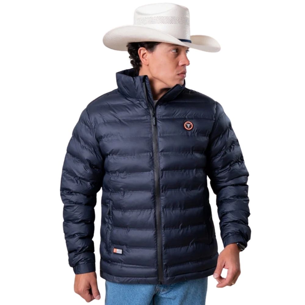 Jaqueta Masculina Texas Farm Puffer Rime Azul Marinho Logo Aplicado Ref: IN023