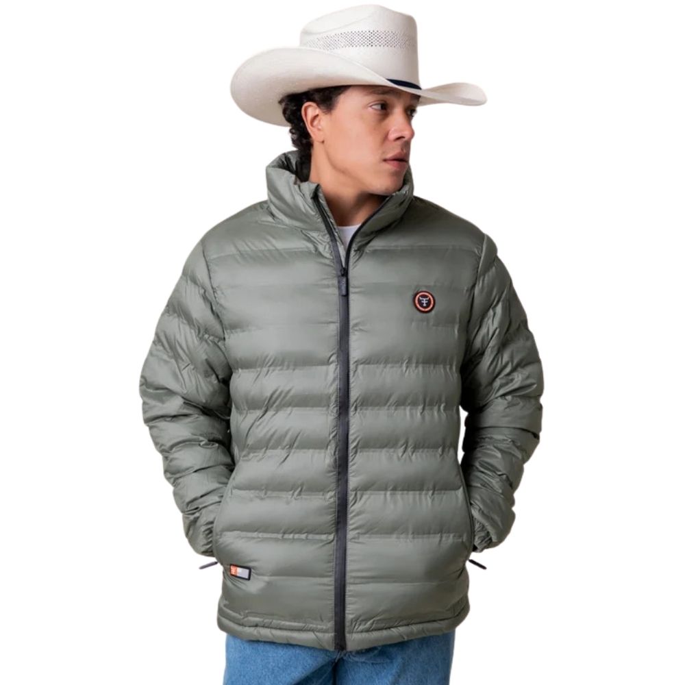 Jaqueta Masculina Texas Farm Puffer Rime Verde Logo Aplicado Ref: IN023