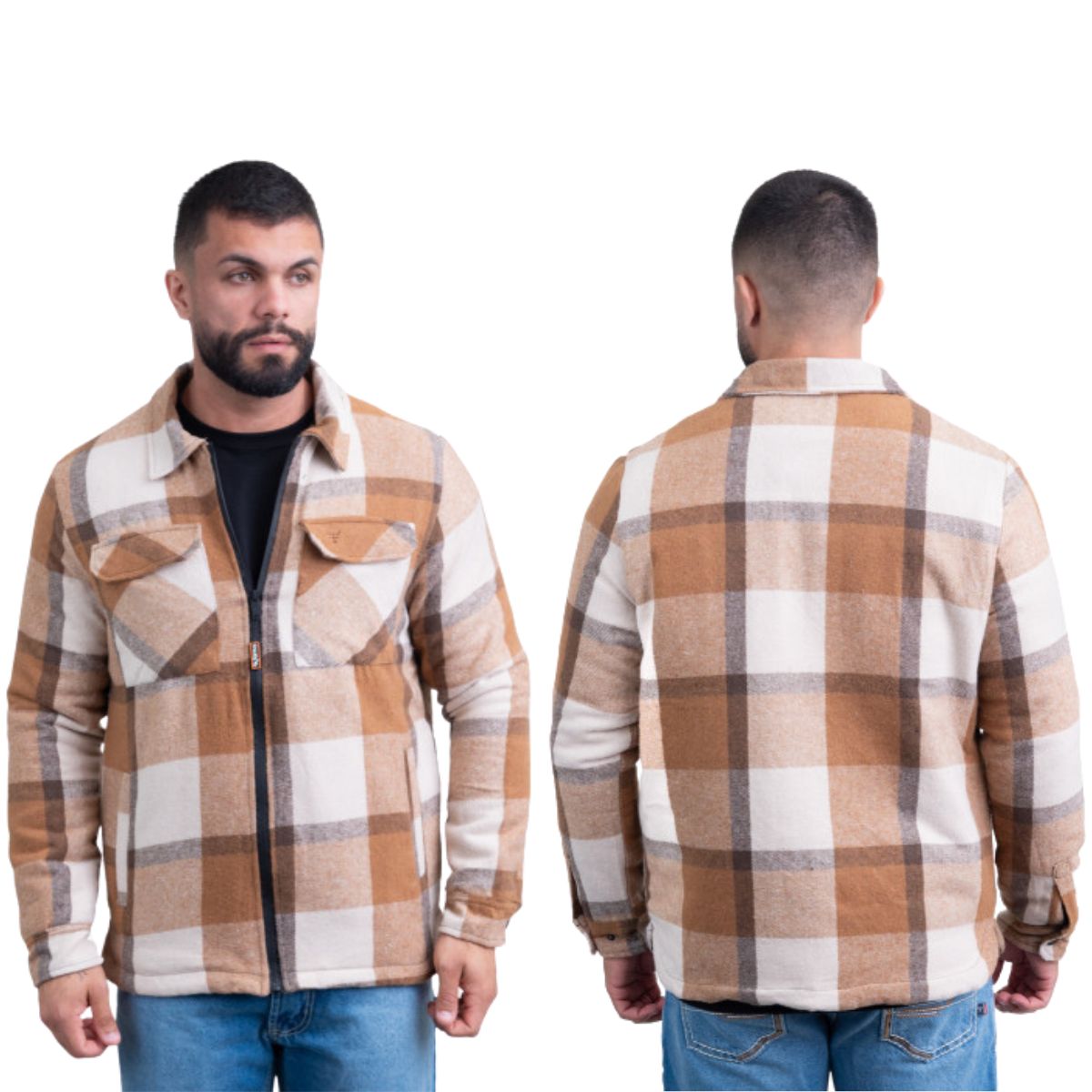 Jaqueta Masculina Texas Farm Xadrez Land Caramelo R. IN011