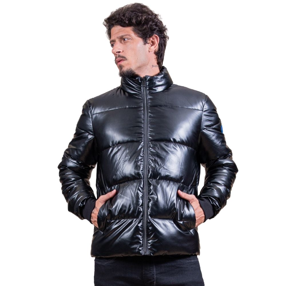 Jaqueta Masculina TXC Custom Puffer Preta Emborrachada  Ref: 7310