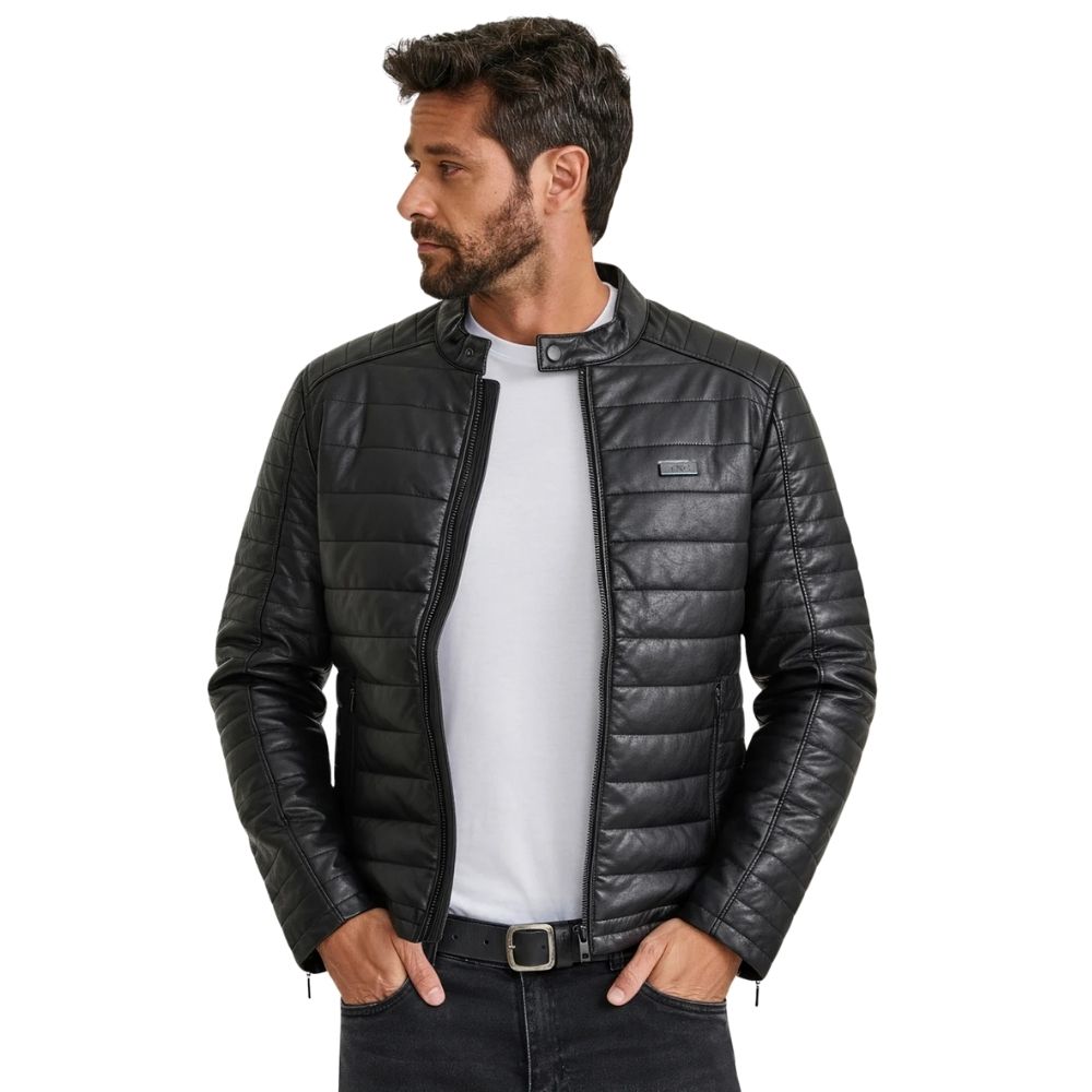 Jaqueta Masculina TXC Custom Racer Puffer Preta Ref. 7312