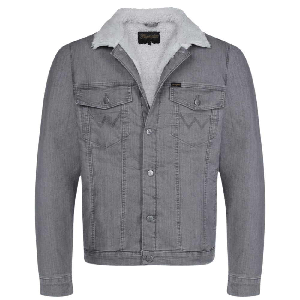 Jaqueta Masculina Wrangler Jeans Cinza Com Colete e Gola De Pelo Ref. WM9768