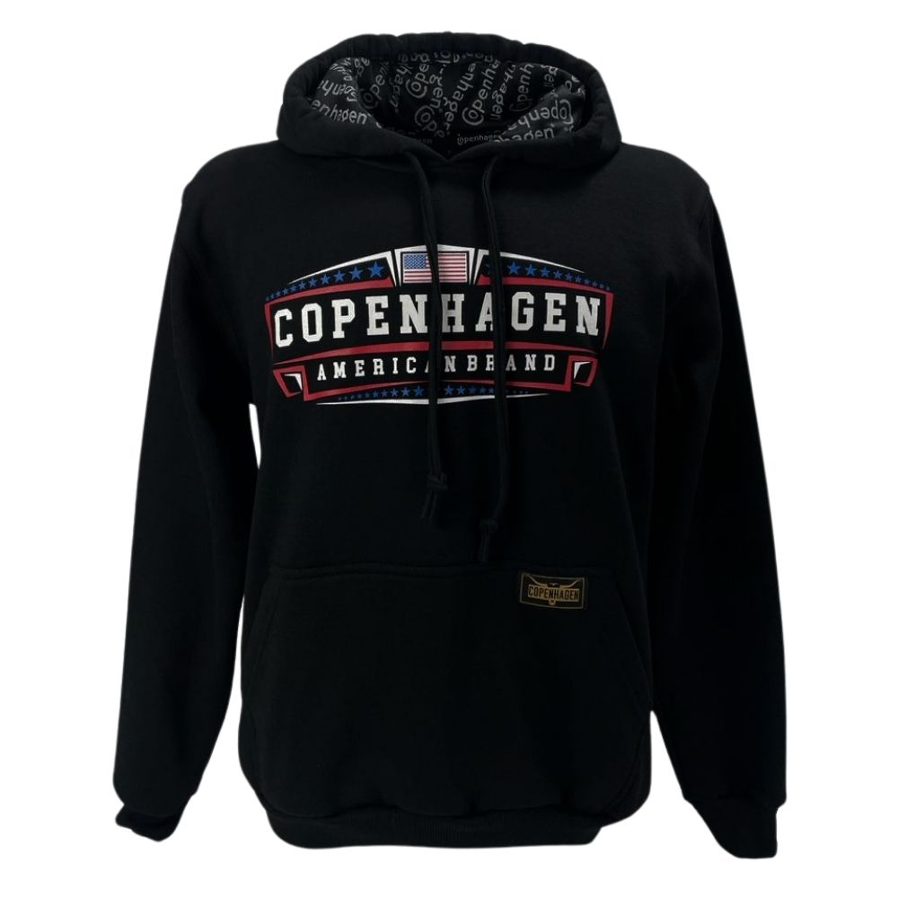 Moletom Masculino Copenhagen Preto Modelo Canguru Logo Da Marca Ref. 8683