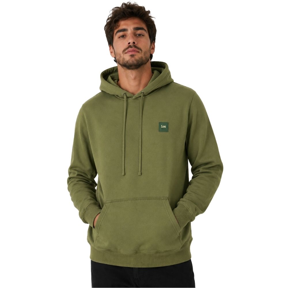 Moletom Masculino Lee Canguru Capuz Verde Musgo Logo Verde Escuro REF:9302L