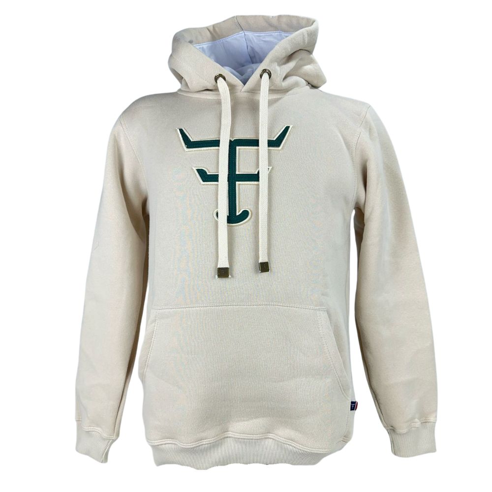 Moletom Masculino Texas Farm Com Capuz Modelo Canguru Bege Com Logo Verde Ref:MT056