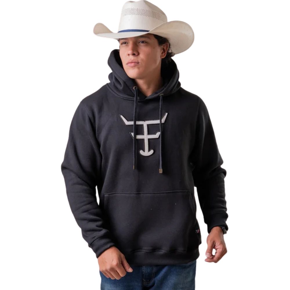 Moletom Masculino Texas Farm Canguru Capuz Preto Logo Off White Ref:MT056