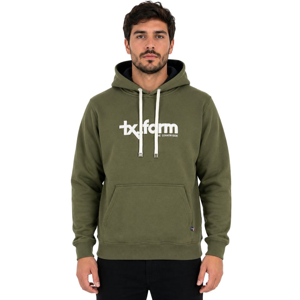 Moletom Masculino Texas Farm Canguru Capuz Verde Musgo Logo Off White Ref:MT036