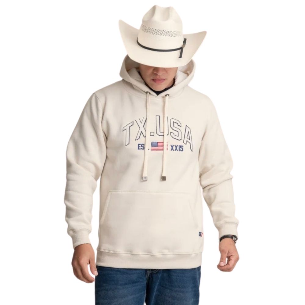 Moletom Masculino Texas Farm Modelo Canguru Off White TX. USA XX15 Ref: MT118