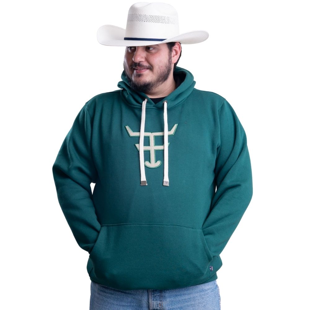 Moletom Masculino Texas Farm Plus Size Bolso Canguru Verde Bandeira Logo Bege Ref: MT056