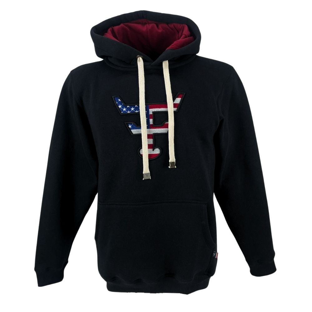 Moletom Masculino Texas Farm Preto Canguru Logo Bandeira USA R: MT087