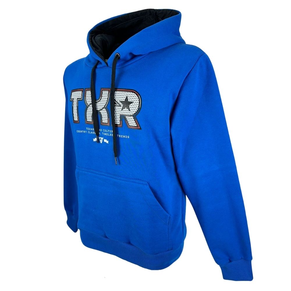 Moletom Masculino Texas Road Modelo Canguru Com Capuz Cor Azul