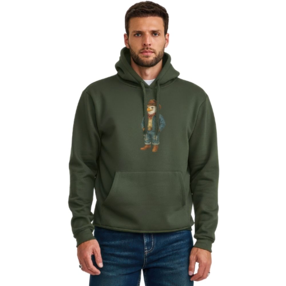 Moletom Masculino TXC Com Capuz Modelo Canguru Verde Militar Estampado Ref:3507