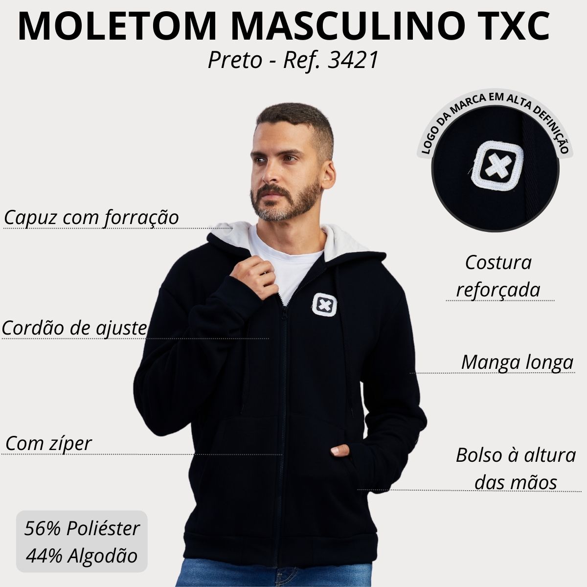 Moletom masculino fashion ziper