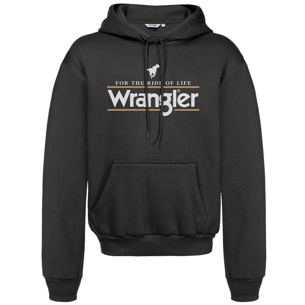 Moletom Masculino Wrangler Com Capuz Preto Com Estampa Ref:WM9553