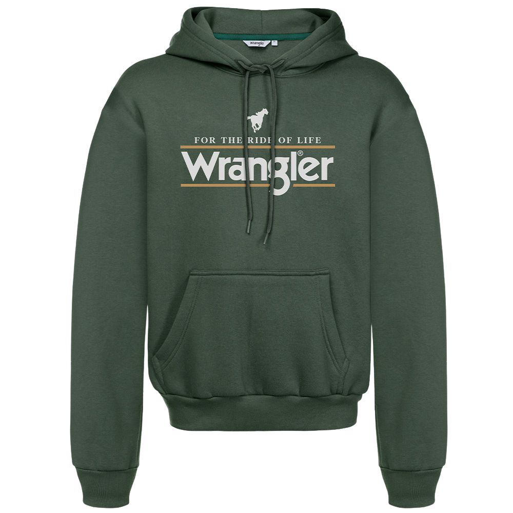 Moletom Masculino Wrangler Com Capuz Verde Musgo Com Estampa Ref:WM9553
