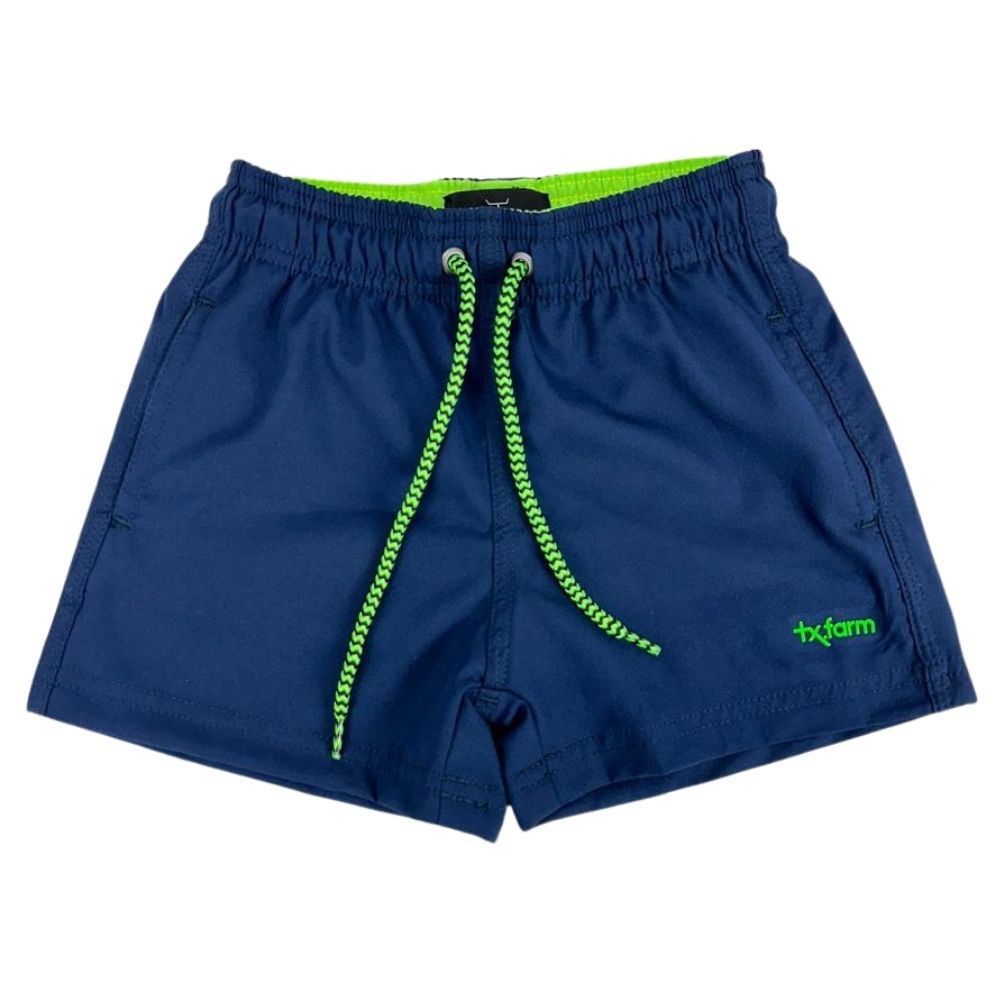 Bermuda Infantil Texas Farm Azul Marinho Com Verde Neon Ref: BDSTEEN004 - BDSMINI004
