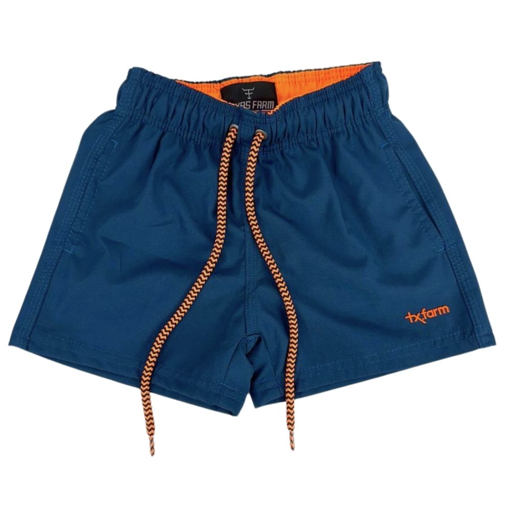 Bermuda Infantil Texas Farm Azul Petróleo Com Laranja Neon Ref: BDSTEEN004 - BDSMINI004