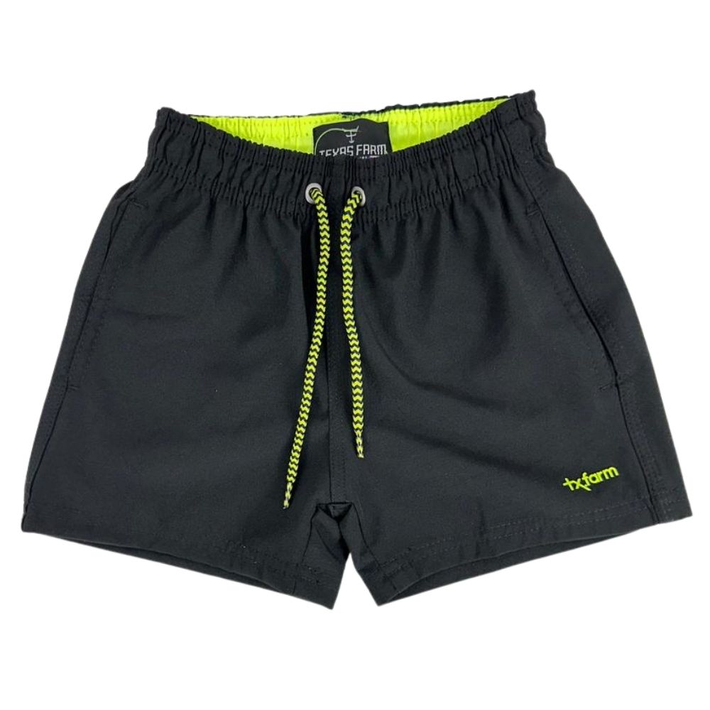 Bermuda Infantil Texas Farm Preta Com Amarelo Neon Ref: BDSTEEN004 - BDSMINI004