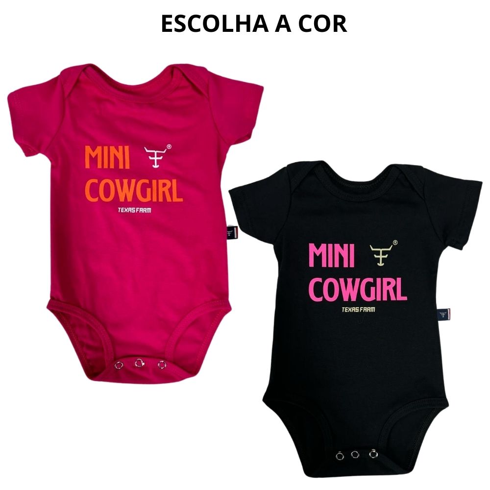 Body Infantil Texas Farm Manga Curta Preto e Rosa - Ref. BM010 - Escolha a cor