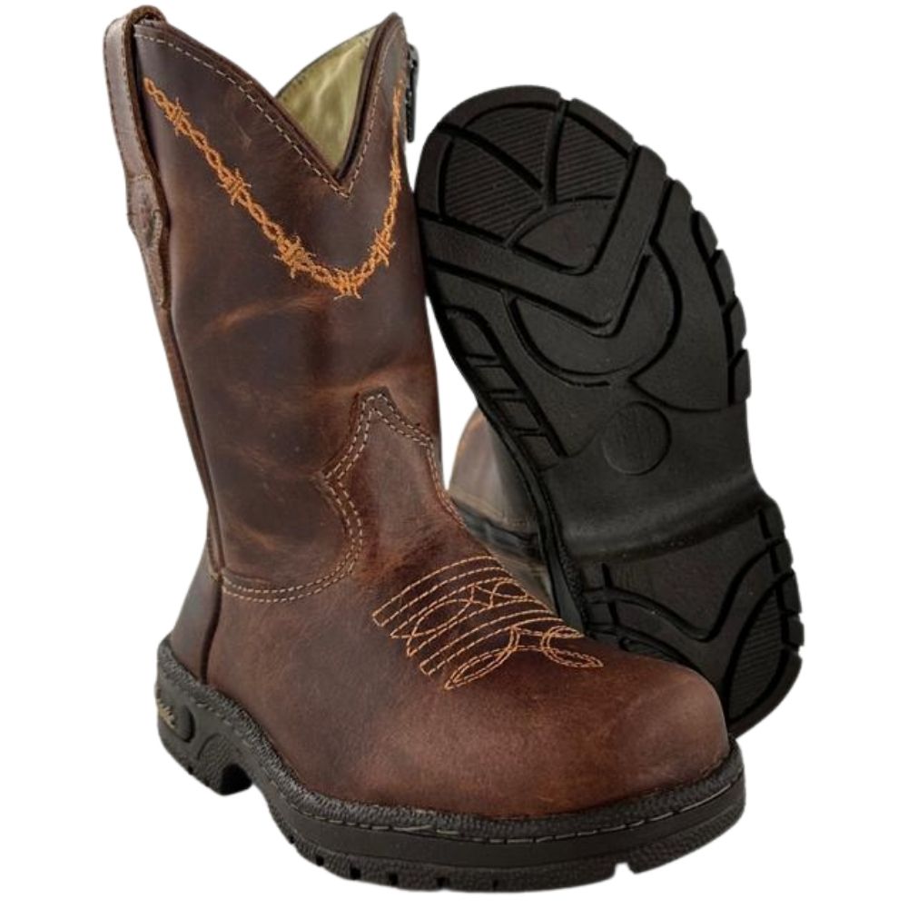 Bota Tênis Infantil Classic Bico Redondo Com Zíper Couro TNB Crazy Amendôa - REF:2909