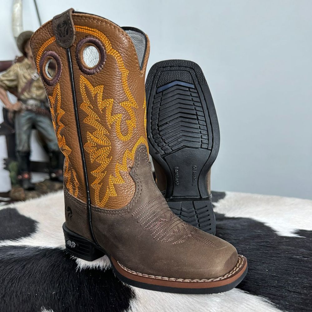 Bota Texana Infantil Durango Kids Couro Med Dog/Bronze Cano