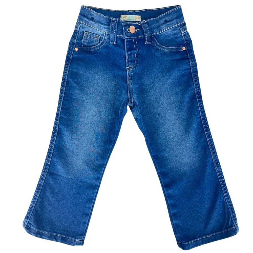 Calça Bebê Baby Ranch Jeans Azul Destroyer Básica Ref:3005