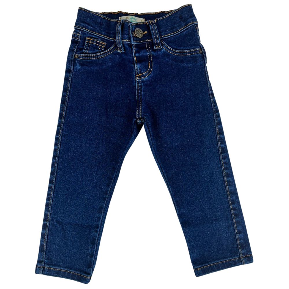 Calça Infantil Baby Ranch Masculina Jeans Azul Stone Básica - Ref:2004