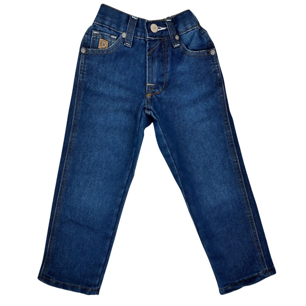 Calça Infantil Dock's Masculina Jeans Azul Médio Relaxed SW91 C/ Bordado No Bolso White2 Ref:003104000 005