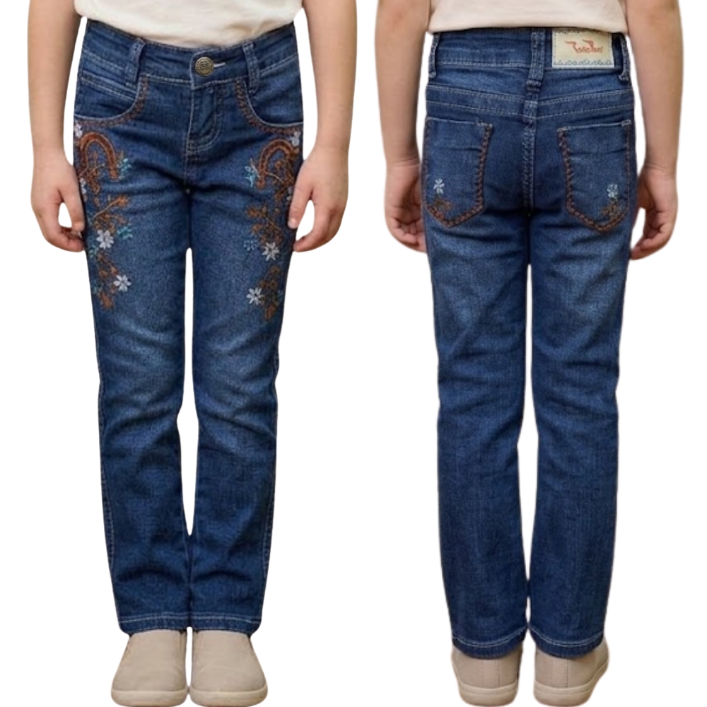 Calça Infantil Feminina Race Bull Stone Bordado Laranja REF:038.ST