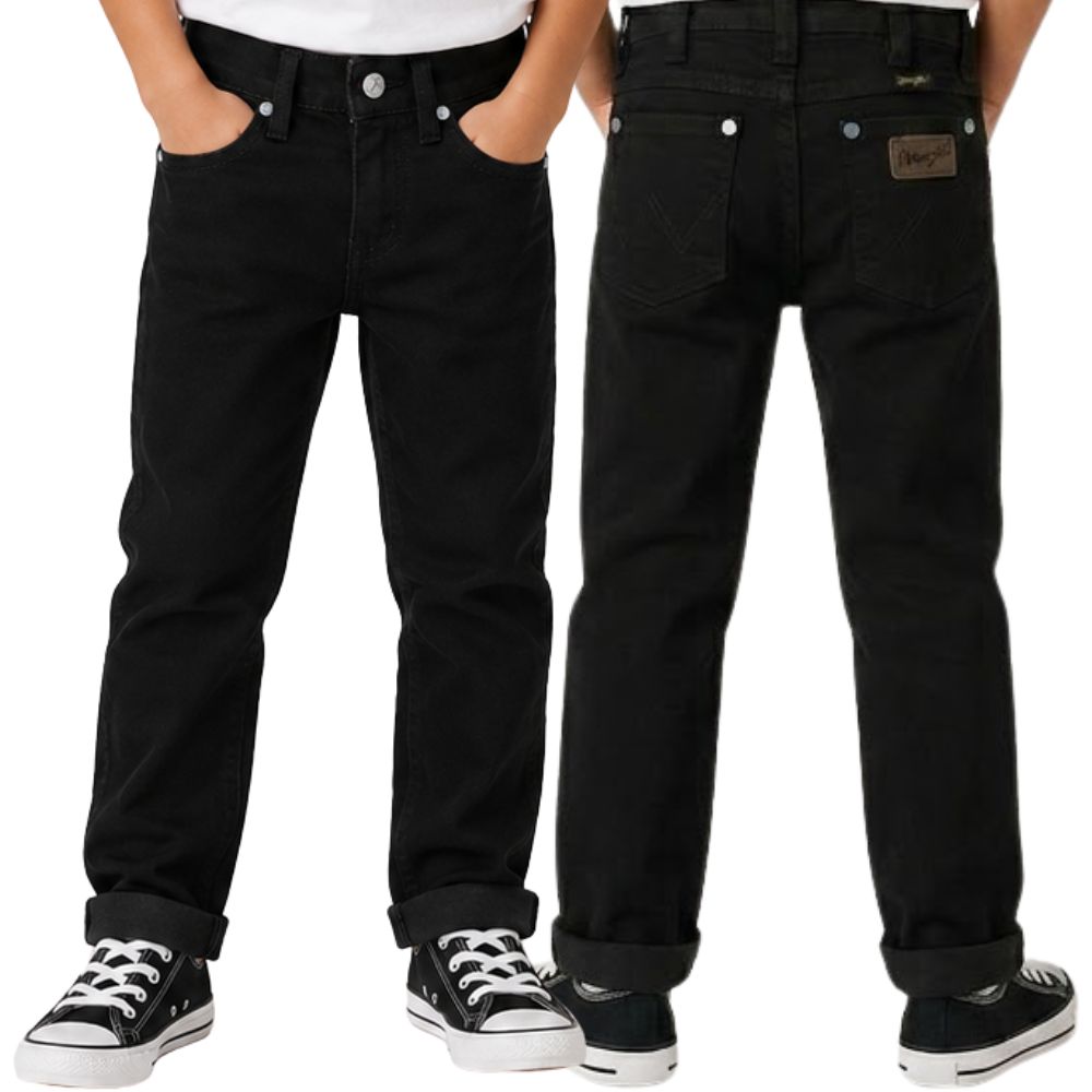 Calça Infantil Masculina Wrangler 13M Elastic Waist Preta - REF:13MSKBKUN