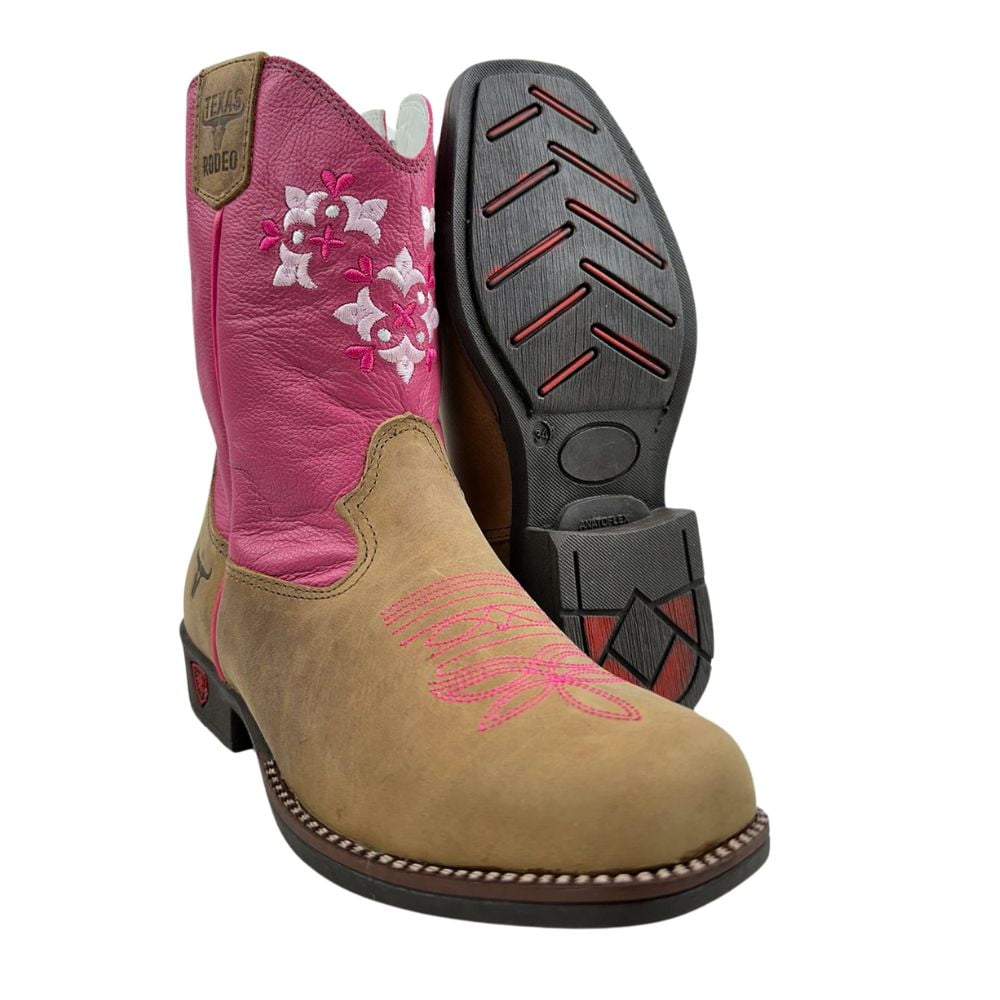 Bota Infantil Texas Rodeo - Feminina Crazy Mostarda / Pink