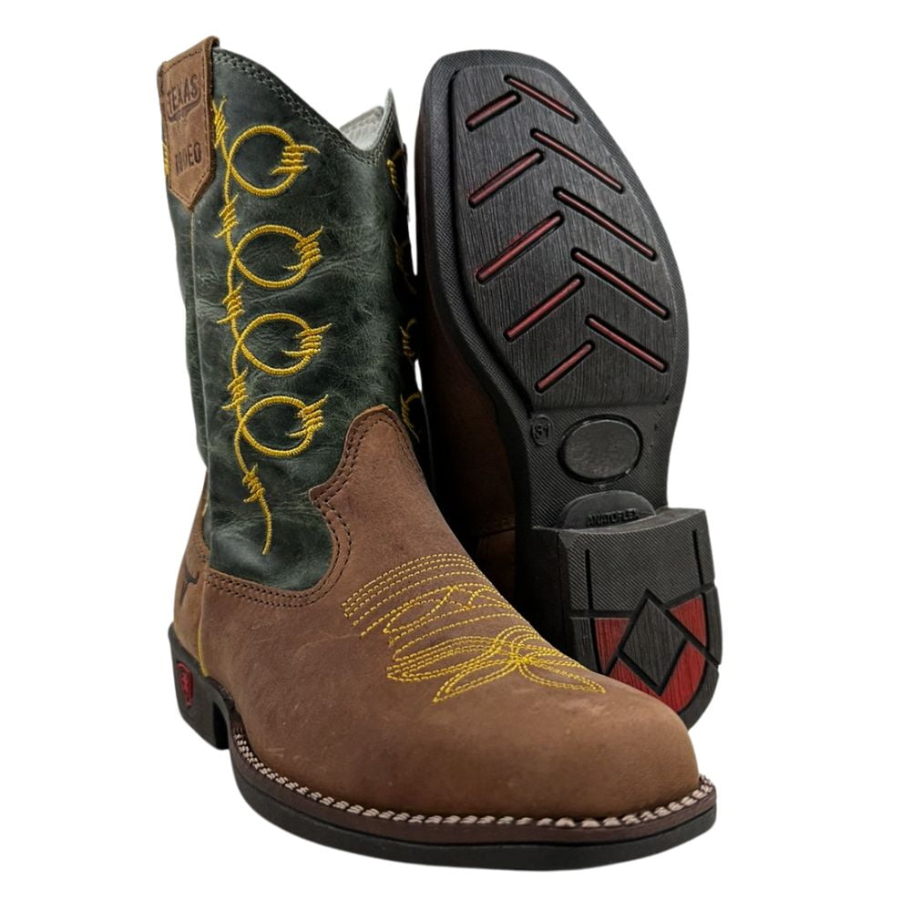 Bota Texana Infantil Texas Rodeo - Fóssil Verde - Ref. tr362