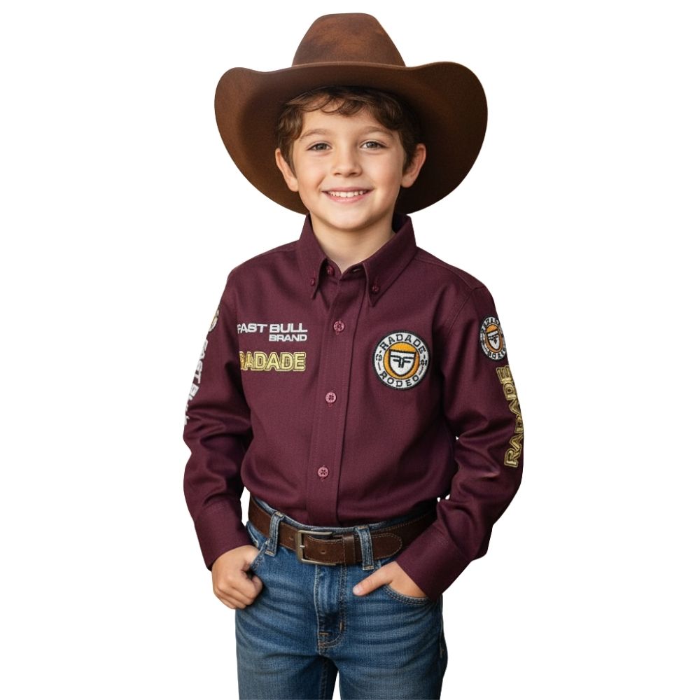 Camisa Infantil Radade Fast Bull Brands Bordô Ref:3197