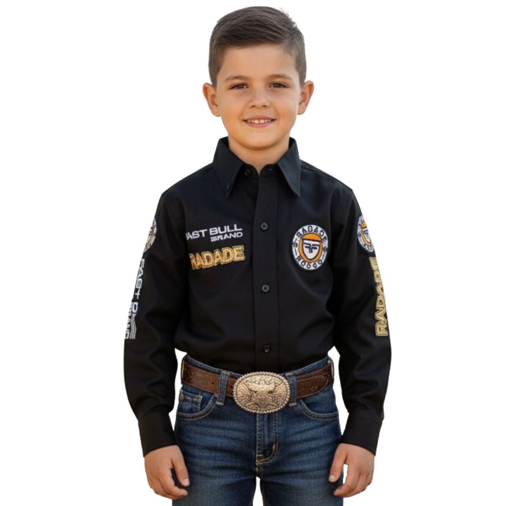Camisa Infantil Radade Bordada Fast Bull Brands Preto Ref:3197