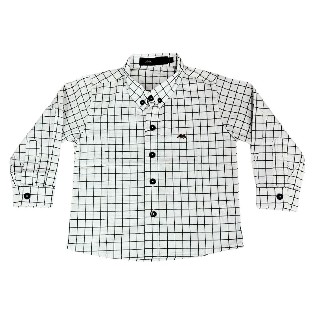 Camisa Infantil Juvenil MX72 Concept Manga Longa 100% Algodão Quadriculado Country Branco/Marinho Ref:24136-24117