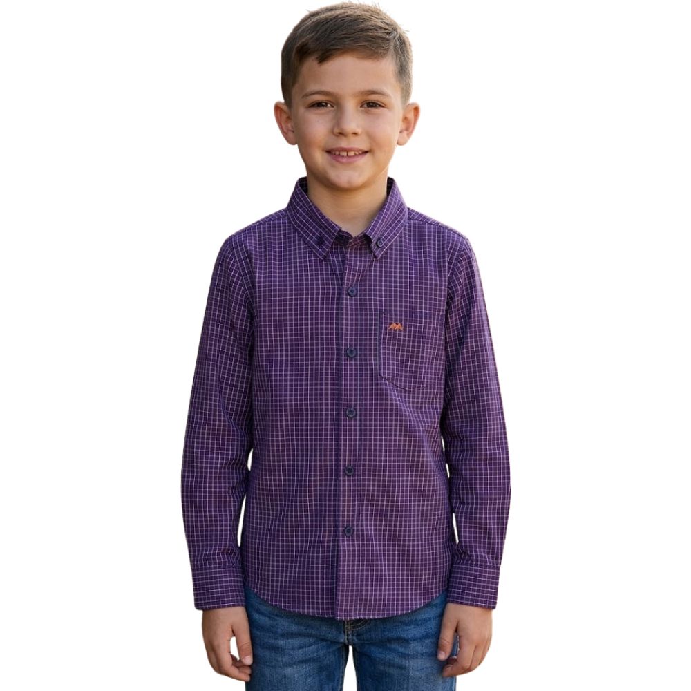 Camisa Infantil Juvenil MX72 Country Manga Longa Xadrez Mini Marinho/Branco - Ref:26054