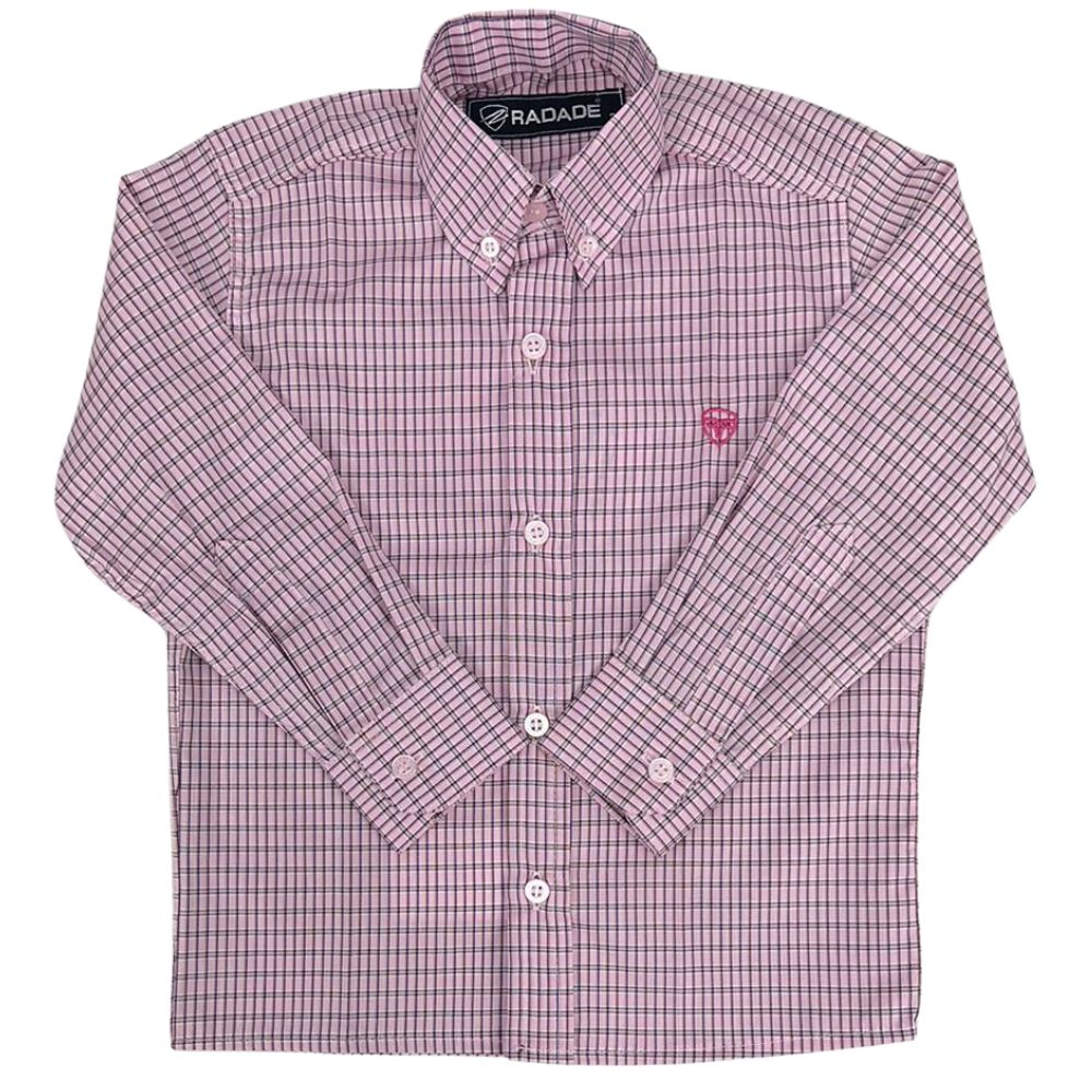 Camisa Infantil Radade Xadrez Rosa Com Logo Pink