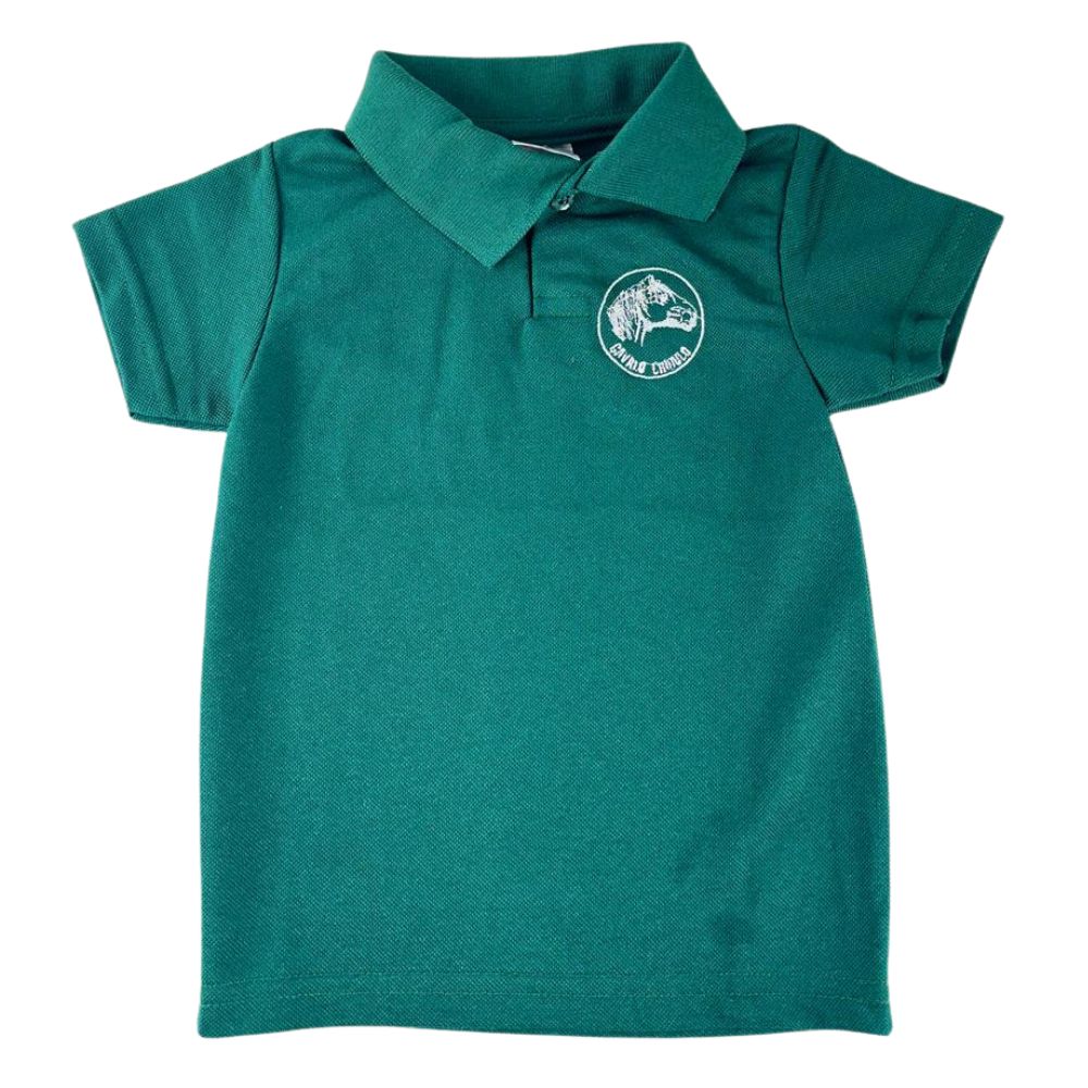 Camisa Polo Infantil Sentinela Verde Folha Com Bordado Cavalo Crioulo Ref.PPINCAV262