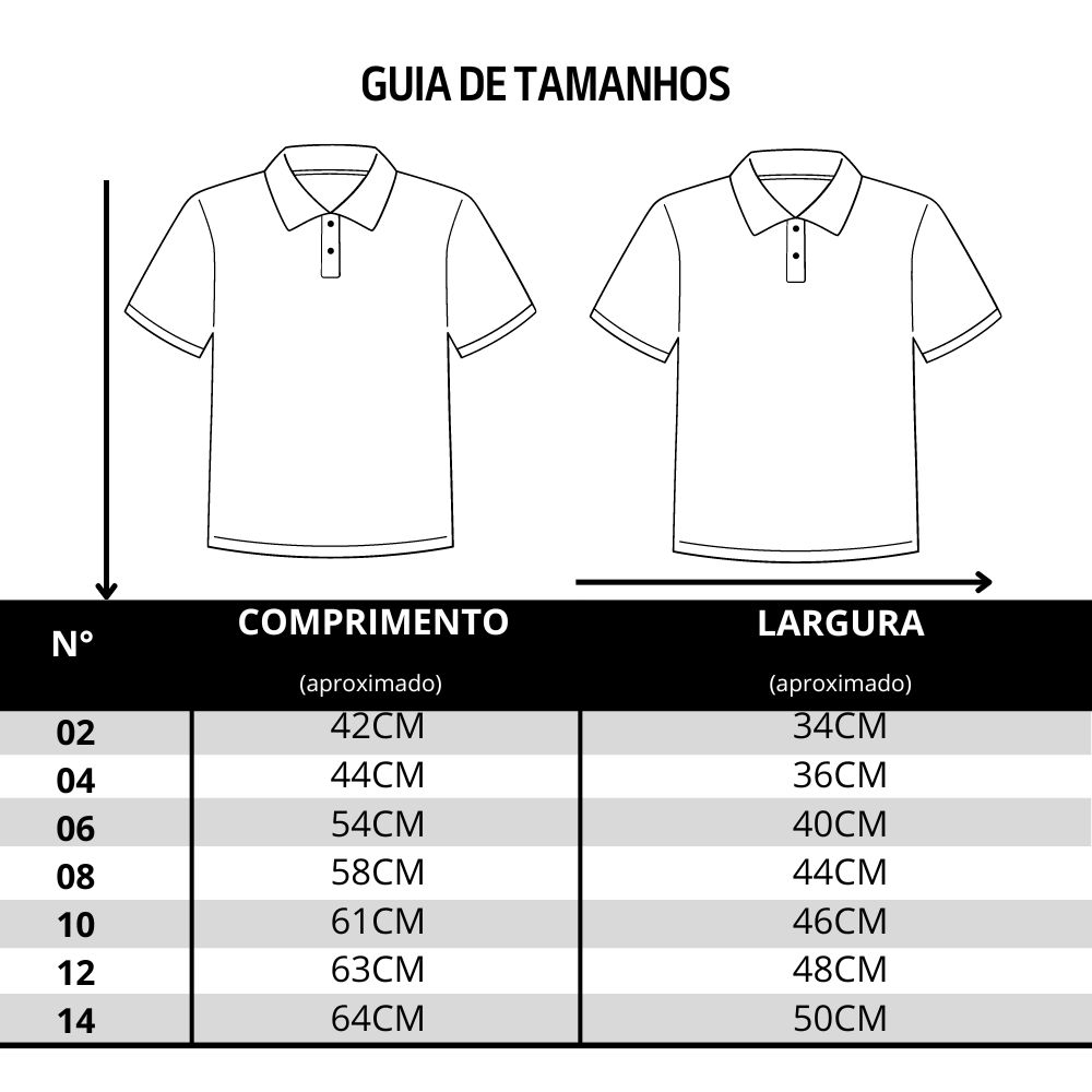Camisa Polo Infantil TXC Preta Com Logo Bordada Em Preto REF