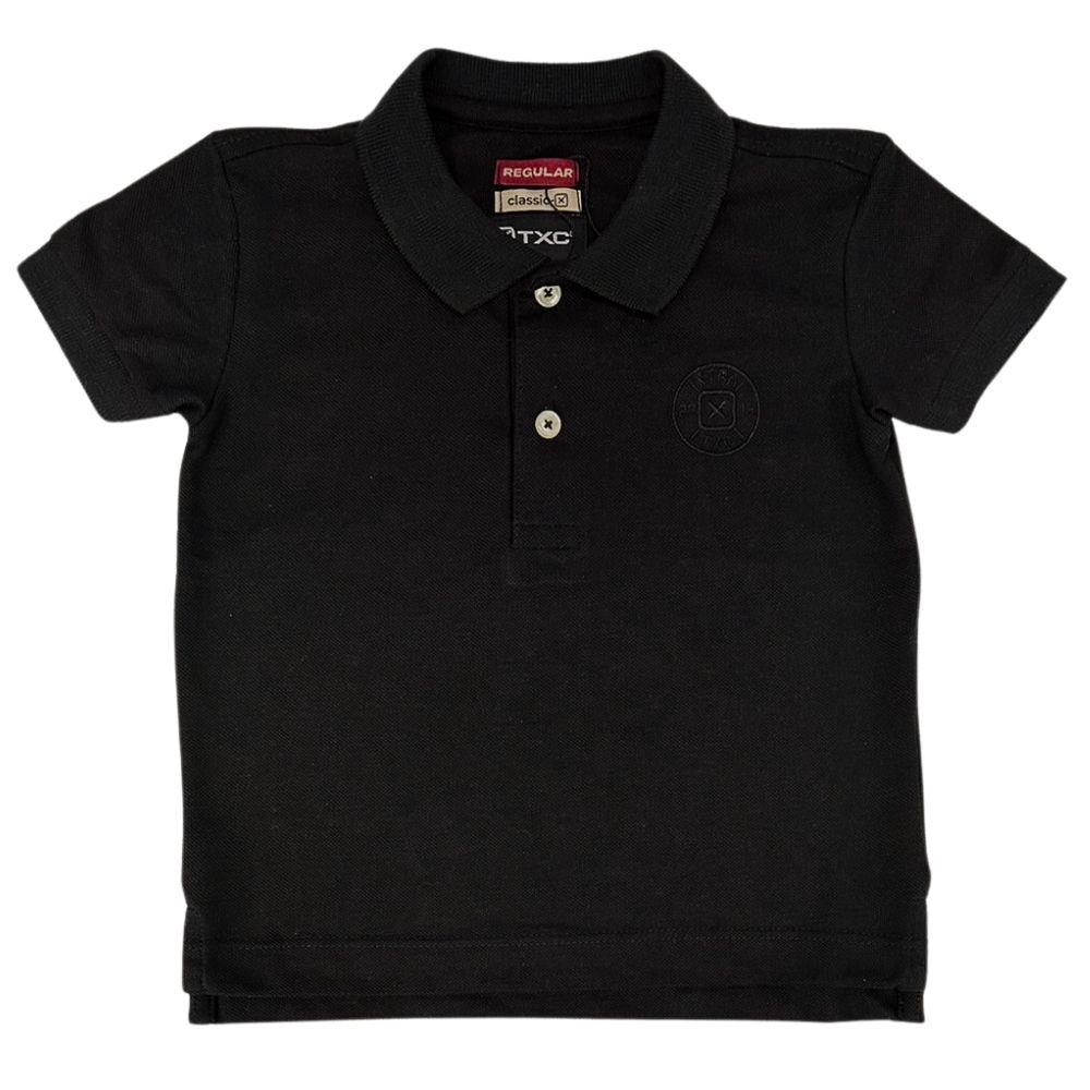 Camisa Polo Infantil TXC Preta Manga Curta Classic Com Logo Preto Ref.6721I