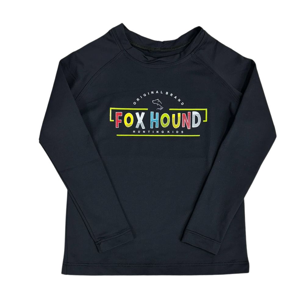 Camiseta Infantil Fox Hound Preta Manga Longa UV50+ Com Logo