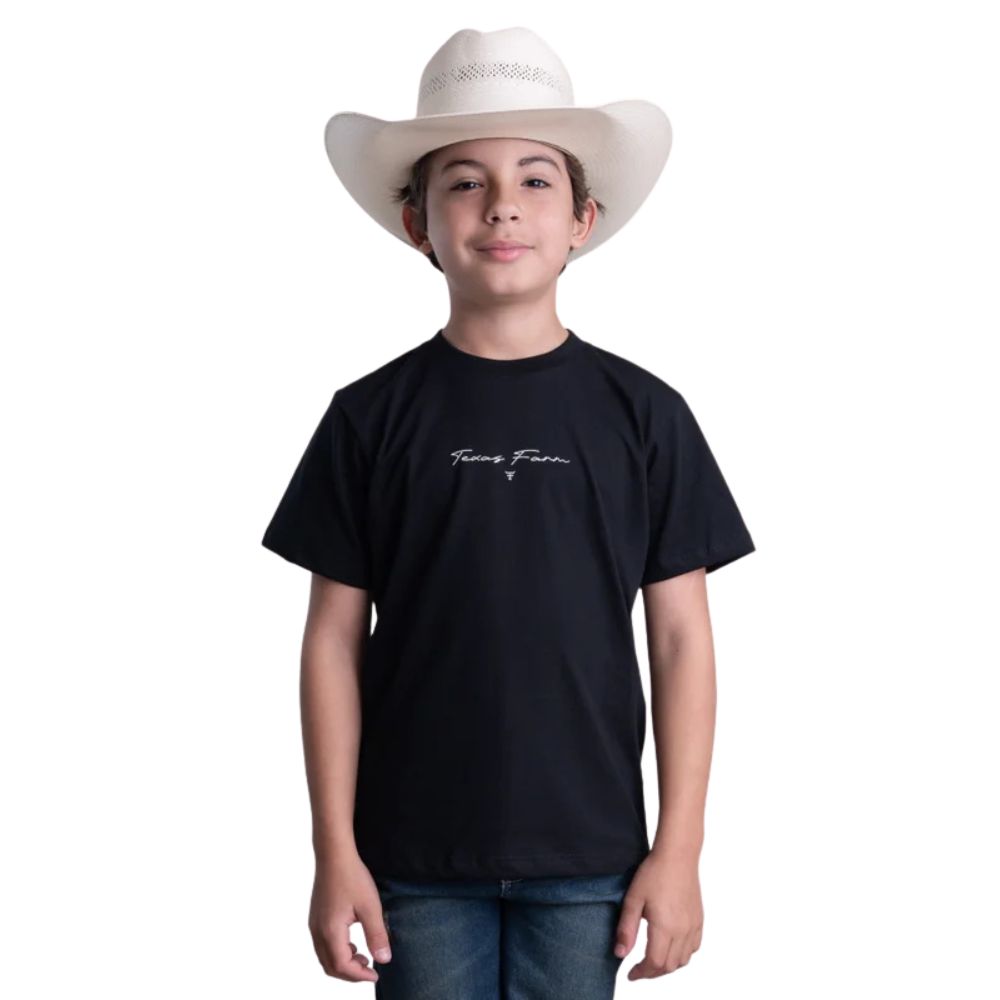 Camiseta Infantil Texas Farm Preto Com Logo Off White Ref:CIM061