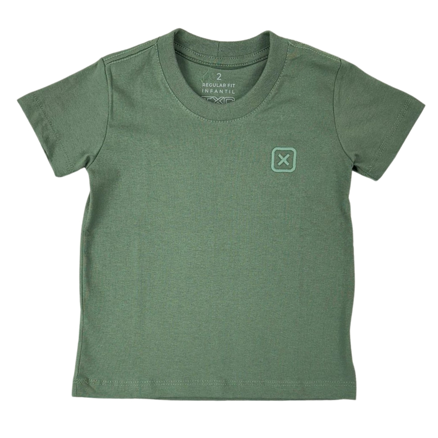 Camiseta Infantil TXC Verde Militar Manga Curta Classic Com Logo Bordada REF: 19489I