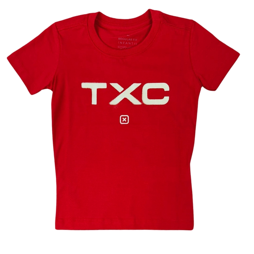 Camiseta Infantil TXC Vermelha Classic Regular Manga Curta Com Logo Em Off White REF: 192122I