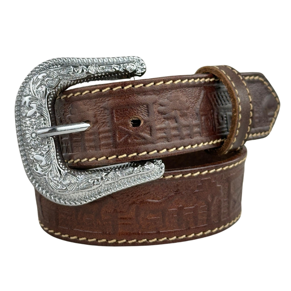 Cinto Infantil Pyramid Country Couro Entalhado Fazendinha Marrom Ref:PY202