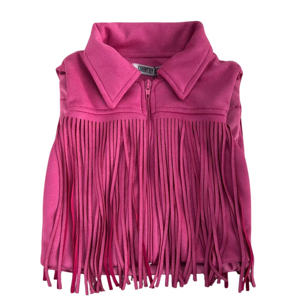 Colete Princesa Infantil Country City Rosa Com Franja Ref:CIP2099