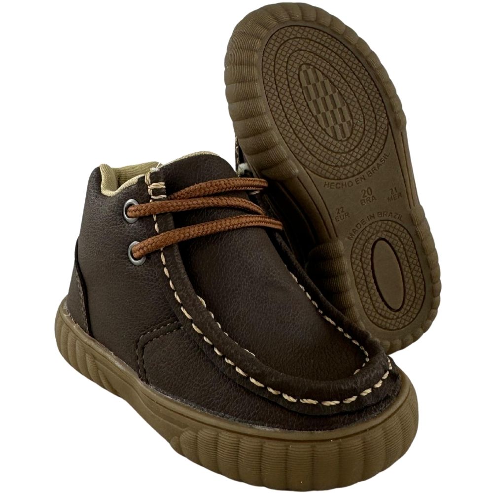 Coturno Destroyer Infantil Walk Baby Couro Café Solado Marrom Ref:026-001-001-C