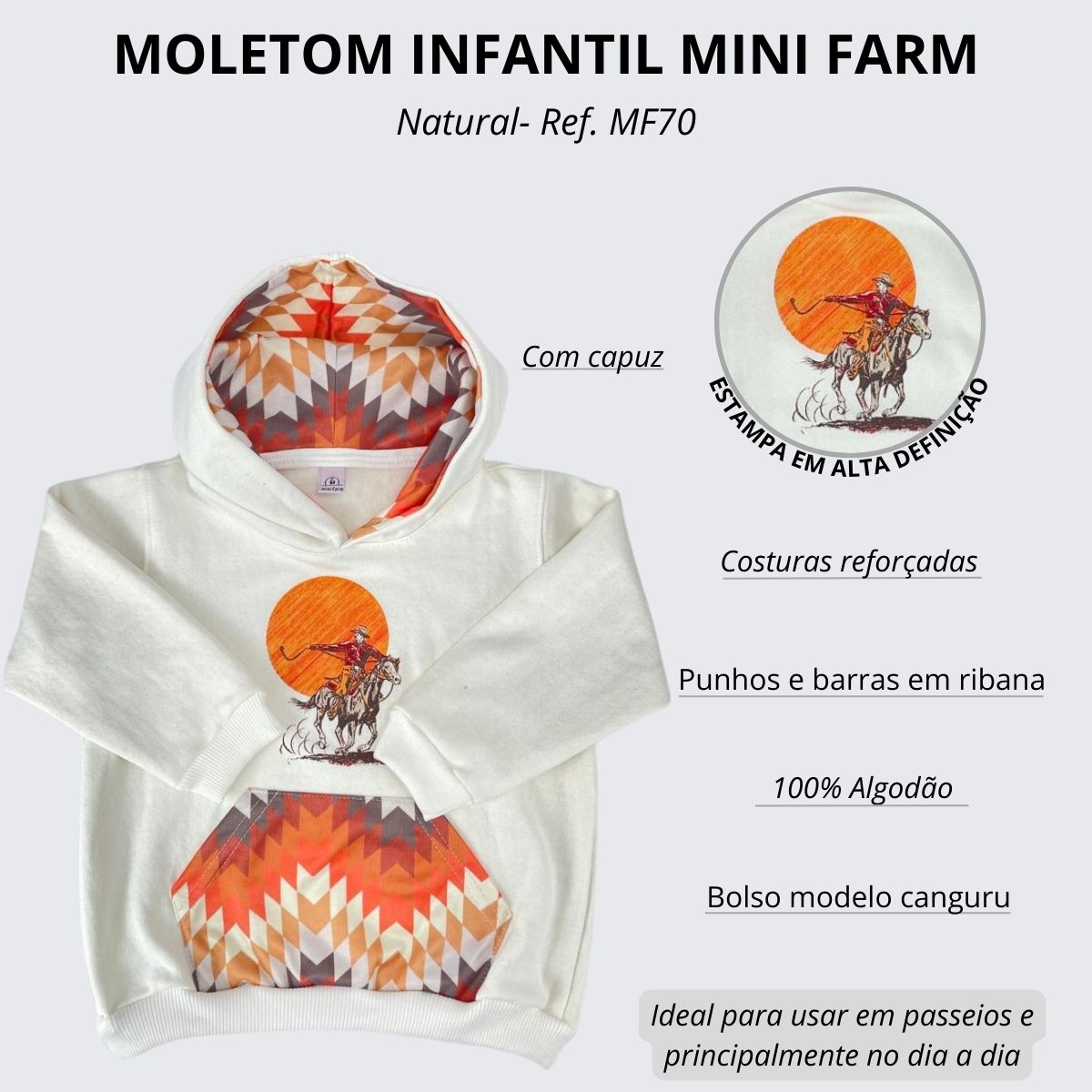 Moletom Infantil Mini Farm Cowboy No Sol Natural Ref: MF70 - Badana